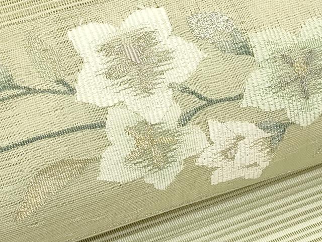 平和屋着物*夏物 八寸名古屋帯 絽綴れ 草花文 金銀糸 正絹 逸品 CABI5515rv