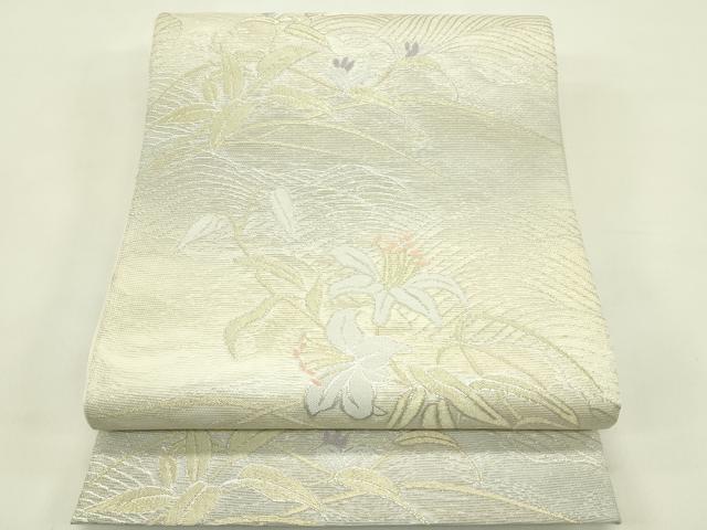 平和屋着物*夏物 六通柄袋帯 草花文 金銀糸 正絹 逸品 CABI5520rv