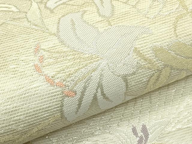 平和屋着物*夏物 六通柄袋帯 草花文 金銀糸 正絹 逸品 CABI5520rv