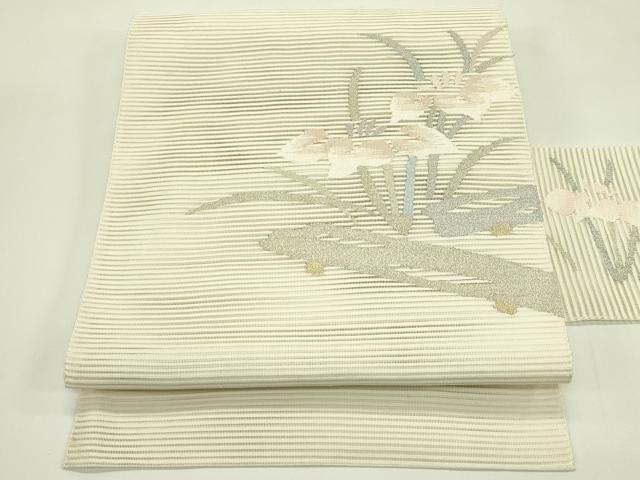 平和屋着物*夏物 八寸名古屋帯 絽綴れ 杜若 金銀糸 正絹 逸品 CABI5523rv