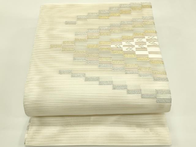 平和屋着物*夏物 八寸名古屋帯 絽綴れ 幾何学文様 金銀糸 正絹 逸品 CABI5528rv