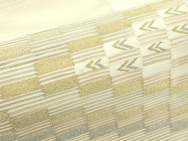 平和屋着物*夏物 八寸名古屋帯 絽綴れ 幾何学文様 金銀糸 正絹 逸品 CABI5528rv