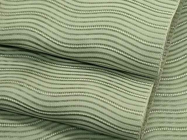 平和屋着物*夏物 八寸名古屋帯 絽綴れ よろけ縞 青白橡色 正絹 逸品 CABI5529rv