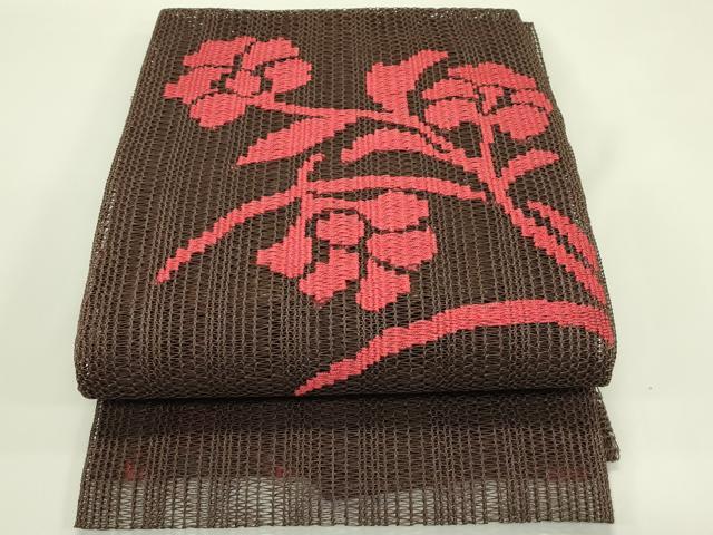 平和屋着物*夏物 八寸名古屋帯 羅 草花文 正絹 逸品 CABI5532rv