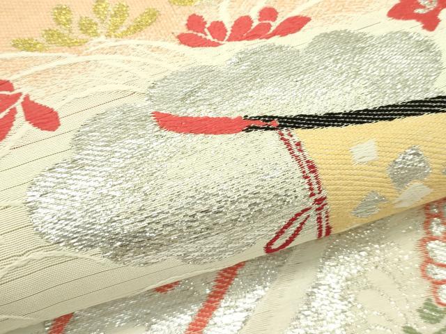 平和屋着物*夏物 アンティーク 大正ロマン 丸帯 引き抜き帯 御所車花文 金銀糸 正絹 逸品 CABI5545rv