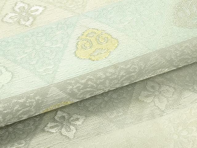 平和屋着物*夏物 名物裂一筋 西陣・あらいそ謹製 九寸開き名古屋帯 紗 宝入鱗文様 金銀糸 証紙・共箱付き 正絹 逸品 未使用 CABI5546rv