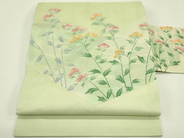平和屋着物*夏物 九寸名古屋帯 女郎花 金糸 正絹 逸品 CABI5551rv