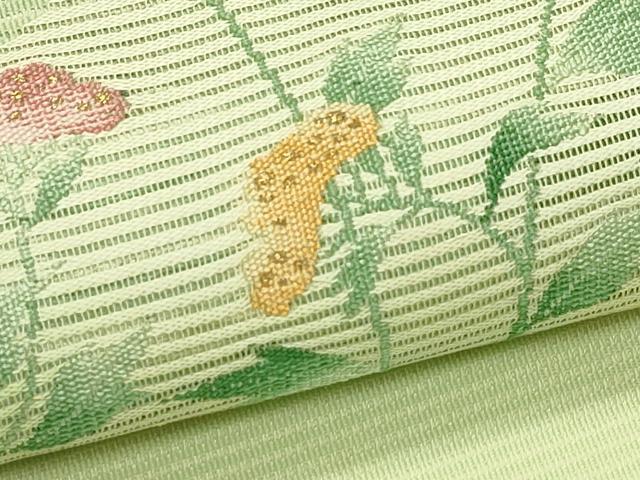 平和屋着物*夏物 九寸名古屋帯 女郎花 金糸 正絹 逸品 CABI5551rv