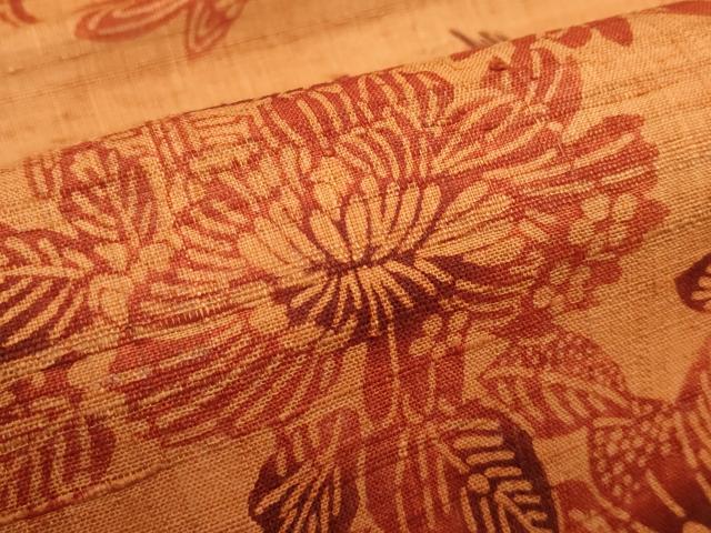平和屋着物*夏物 九寸名古屋帯 生紬 型染め 飛鶴風景花文 正絹 逸品 CABI5552rv