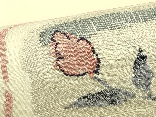 平和屋着物*夏物 九寸名古屋帯 草花文 正絹 逸品 CABI5555rv