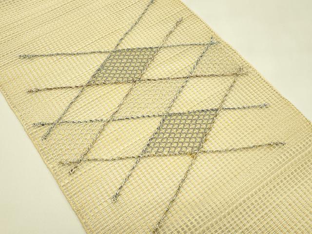 平和屋着物*夏物 八寸名古屋帯 羅 菱文様 銀糸 正絹 逸品 CABI5556rv