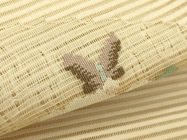 平和屋着物*夏物 八寸名古屋帯 絽綴れ 地紙花蝶文 正絹 逸品 CABI5559rv