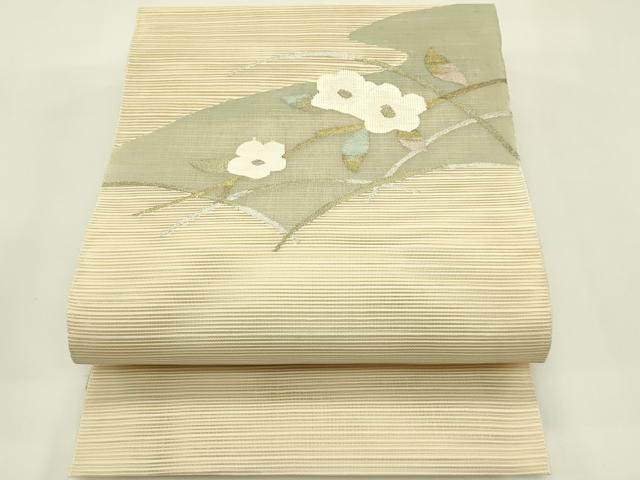 平和屋着物*夏物 八寸名古屋帯 絽綴れ 草花文 金銀糸 正絹 逸品 未使用 CABI5560rv
