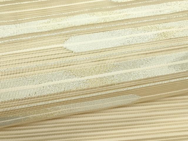 平和屋着物*夏物 八寸名古屋帯 絽綴れ 横段文 金銀糸 正絹 逸品 CABI5571rv