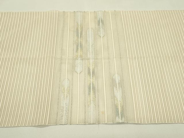 平和屋着物*夏物 八寸名古屋帯 絽綴れ 横段文 金銀糸 正絹 逸品 CABI5571rv