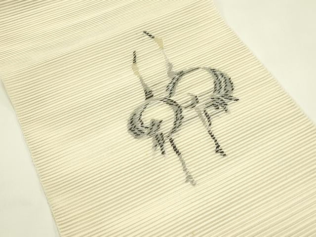 平和屋着物*夏物 八寸名古屋帯 絽綴れ 鶴 金糸 正絹 逸品 CABI5573rv