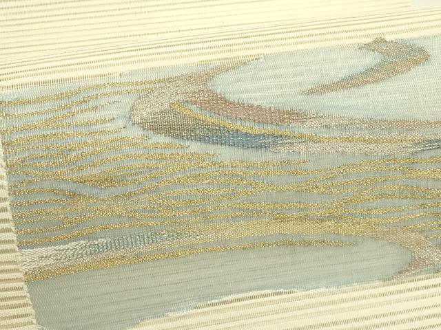 平和屋着物*夏物 八寸名古屋帯 絽綴れ 流水文 金銀糸 正絹 逸品 未使用 CABI5575rv