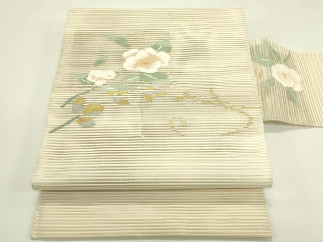 平和屋着物*夏物 八寸名古屋帯 絽綴れ 流水草花文 金銀糸 正絹 逸品 CABI5577rv