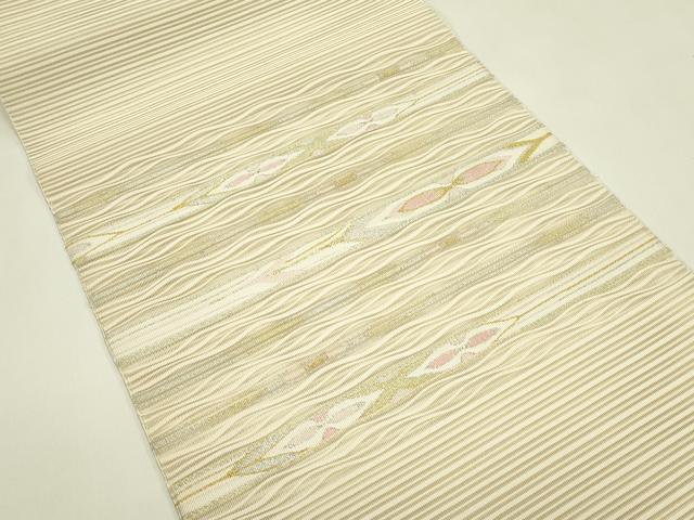 平和屋着物*夏物 八寸名古屋帯 絽綴れ 横段文 金銀糸 正絹 逸品 未使用 CABI5578rv