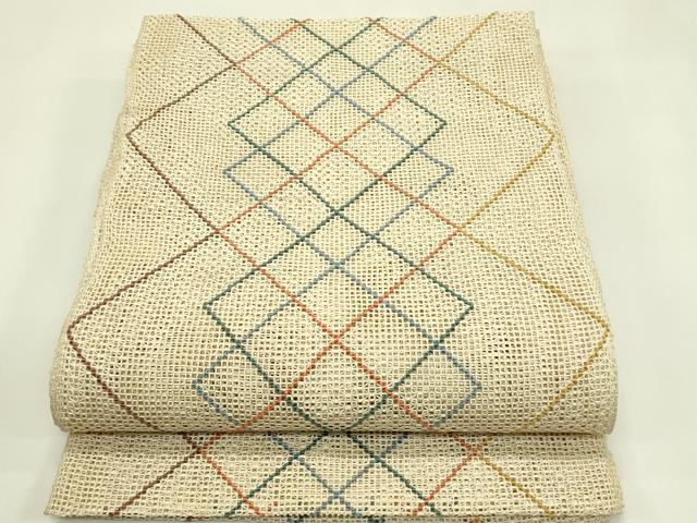 平和屋着物*夏物 八寸名古屋帯 羅 菱文様 正絹 逸品 CABI5580rv