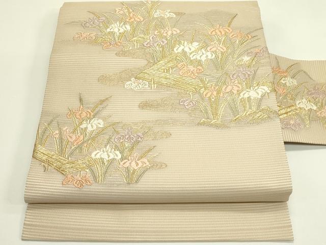平和屋着物*夏物 九寸名古屋帯 唐織 杜若 金糸 正絹 逸品 CABI5590rv