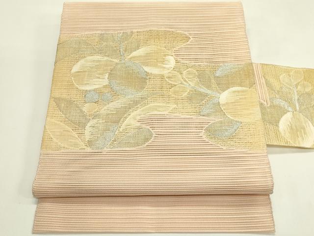 平和屋着物*夏物 八寸名古屋帯 絽綴れ 草花文 銀糸 正絹 逸品 未使用 CABI5591rv