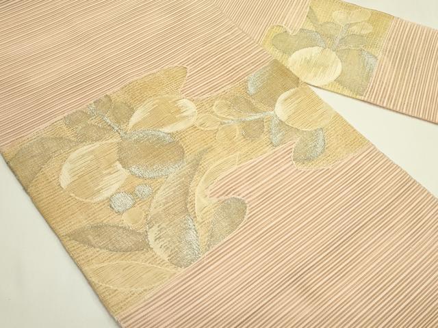 平和屋着物*夏物 八寸名古屋帯 絽綴れ 草花文 銀糸 正絹 逸品 未使用 CABI5591rv