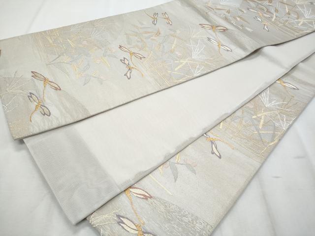平和屋着物*夏物 六通柄袋帯 薫る風 トンボ 枝葉文 金銀糸 正絹 逸品 CABI5604fb
