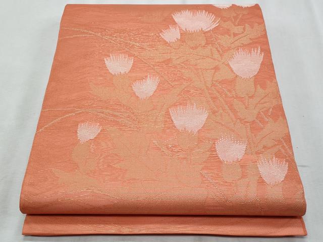 平和屋着物*夏物 太鼓柄袋帯 草花文 正絹 逸品 未使用 CABI5606fb
