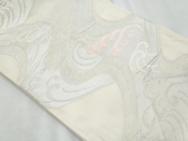 平和屋着物*夏物 六通柄袋帯 立波文 銀糸 正絹 逸品 CABI5607fb
