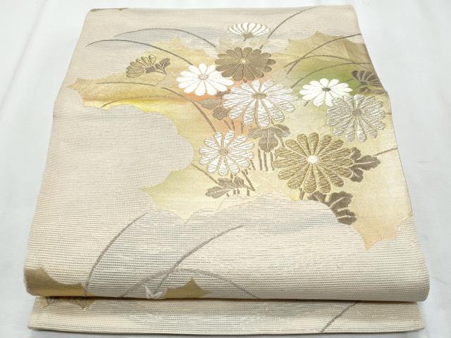 平和屋着物*夏物 六通柄袋帯 唐織 枝菊文 金糸 正絹 逸品 CABI5617fb