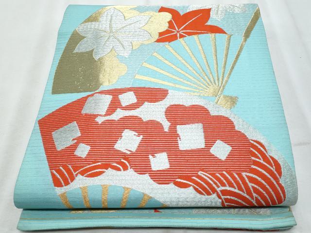 平和屋着物*夏物 アンティーク 大正ロマン 丸帯 扇面文 金銀糸 CABI5621fb