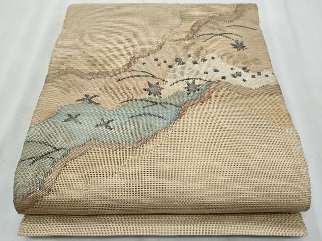 平和屋着物*夏物 八寸名古屋帯 道長花文 正絹 逸品 CABI5626fb