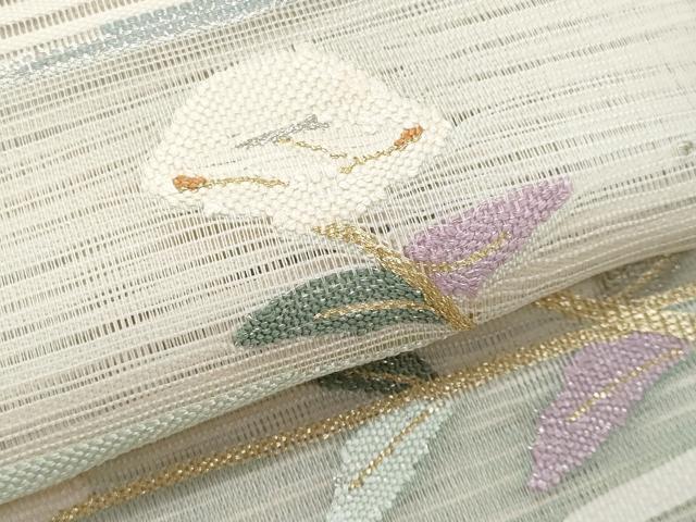 平和屋着物*夏物 八寸名古屋帯 絽綴れ 枝花文 金銀糸 正絹 逸品 CABI5642fb