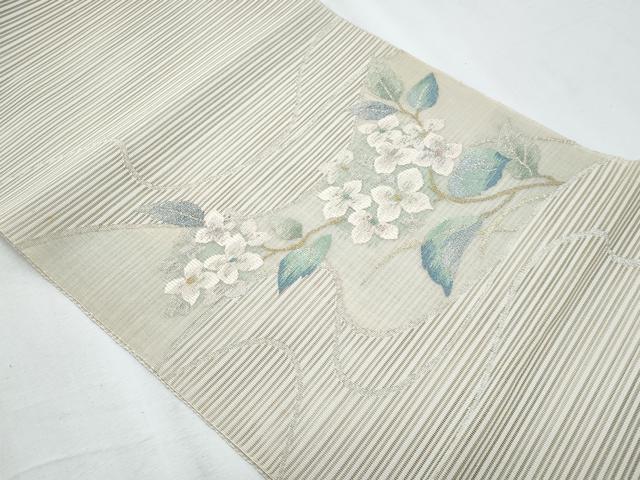 平和屋着物*夏物 八寸名古屋帯 絽綴れ 枝花文 金銀糸 正絹 逸品 CABI5648fb