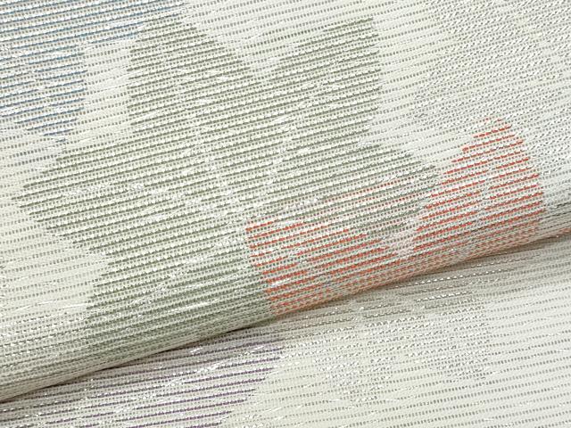 平和屋着物*夏物 ワンタッチつけ帯 芝草楓文 銀糸 正絹 逸品 CABI5657fb