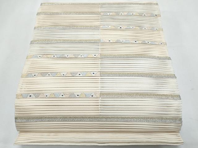 平和屋着物*夏物 八寸名古屋帯 絽綴れ 横段文 金銀糸 正絹 逸品 CABI5677fb