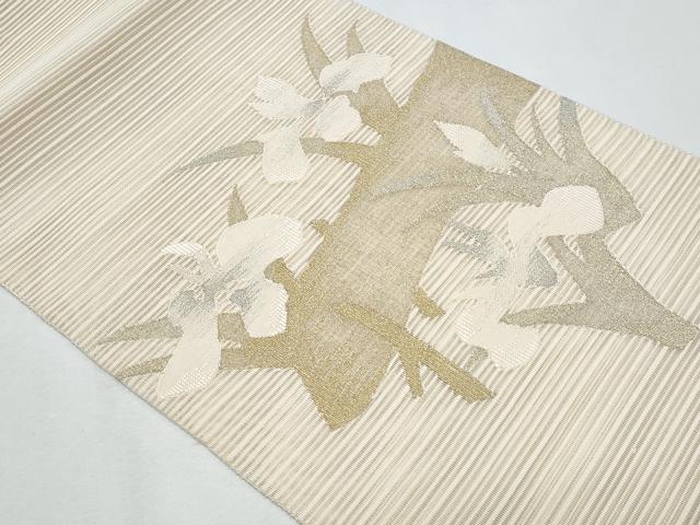 平和屋着物*夏物 八寸名古屋帯 絽綴れ 杜若 金銀糸 正絹 逸品 CABI5680fb