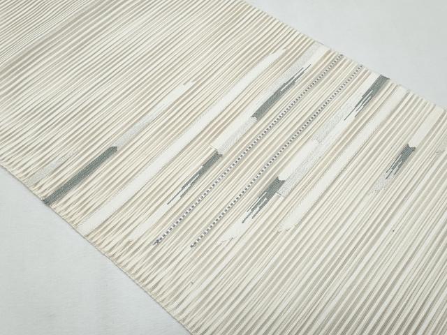 平和屋着物*夏物 八寸名古屋帯 絽綴れ 横段文 銀糸 正絹 逸品 CABI5686fb