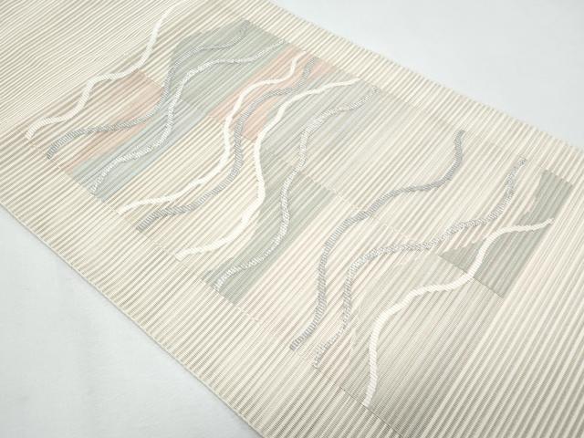 平和屋着物*夏物 八寸名古屋帯 絽綴れ よろけ縞 銀糸 正絹 逸品 CABI5687fb