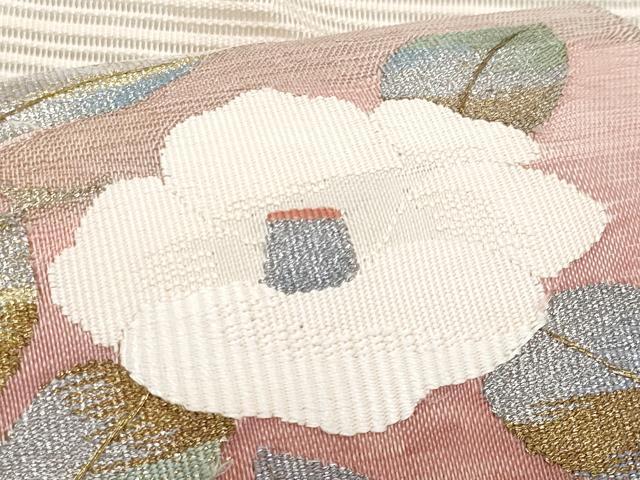 平和屋着物*夏物 八寸名古屋帯 絽綴れ 地紙重ね椿文 金銀糸 正絹 逸品 CABI5695fb