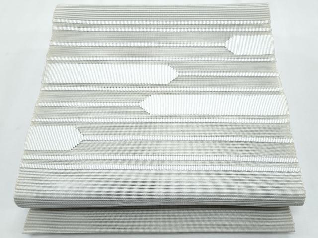 平和屋着物*夏物 八寸名古屋帯 絽綴れ 幾何学文様 白花色 正絹 逸品 CABI5702fb