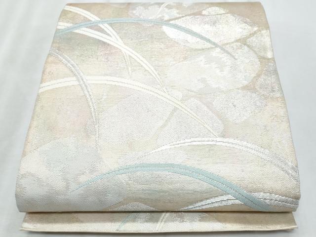 平和屋着物*夏物 六通柄袋帯 石畳芝草文 銀糸 正絹 逸品 CABI5707fb