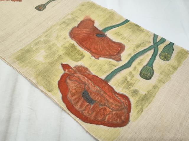 平和屋着物*夏物 八寸名古屋帯 手描き 枝花文 CABI5710fb