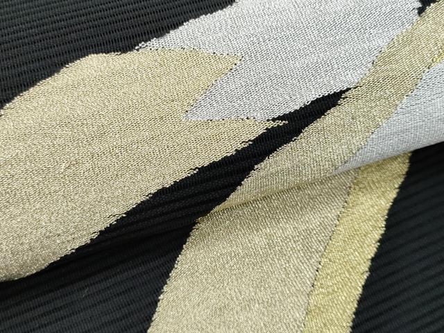 平和屋着物*夏物 太鼓柄袋帯 絽綴れ 抽象文 黒地 金銀糸 正絹 逸品 CABI5713fb