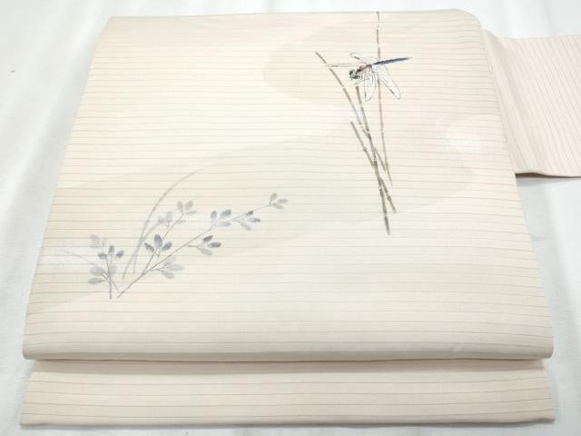 平和屋着物*夏物 塩瀬 九寸名古屋帯 作家物 手描き トンボ 正絹 逸品 CABI5726fb