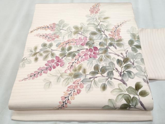 平和屋着物*夏物 塩瀬 九寸名古屋帯 作家物 手描き 藤花房 金彩 正絹 逸品 CABI5728fb