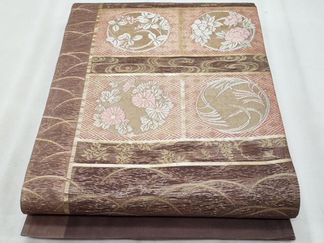 平和屋着物*夏物 全通柄袋帯 乙女花文 金糸 正絹 逸品 CABI5731fb