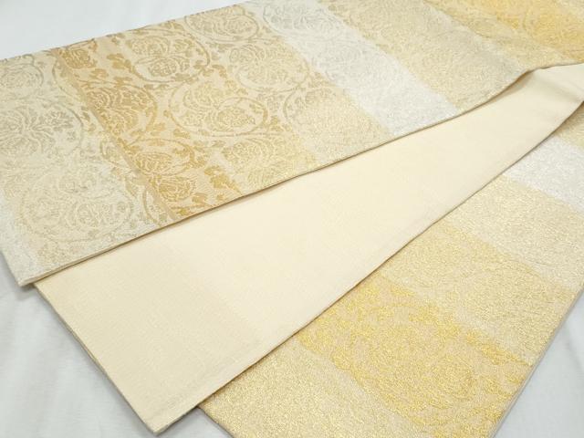 平和屋着物*夏物 「美しいキモノ」お馴染みのメーカー となみ織物 全通柄袋帯 横段花唐草文 金銀糸 正絹 逸品 CABI5740fb