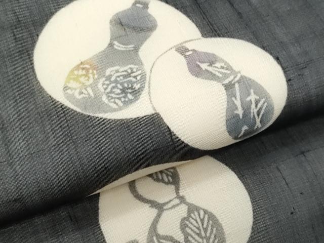 平和屋着物*夏物 九寸開き名古屋帯 型染め 瓢箪 正絹 逸品 CABI5748fb